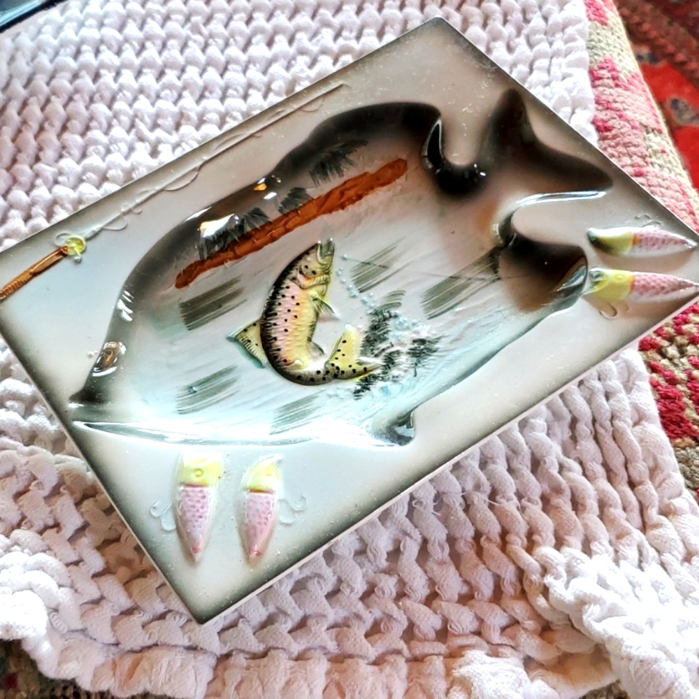 💥SOLD💥Occupied Japan Hand Crafted Trout Dish/Ashtray - Picture 3 of 13
